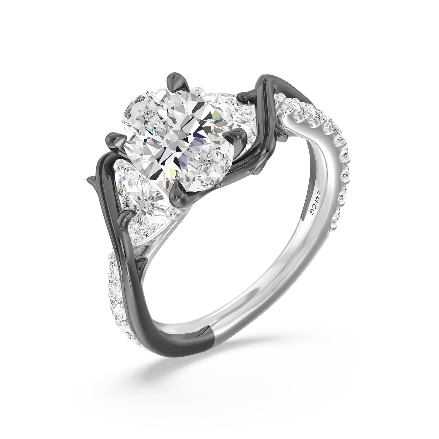 Enchanted Star Lab Grown Diamond, Dinsey Villain Maleficent Engagement Ring in 14K White Gold with Black Rhodium over Sterling Silver