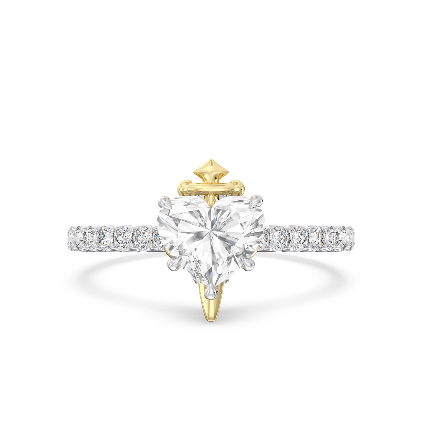Enchanted Star Heart Shape Lab Grown Diamond Disney Villain Evil Queen Engagement Ring in 14K Gold