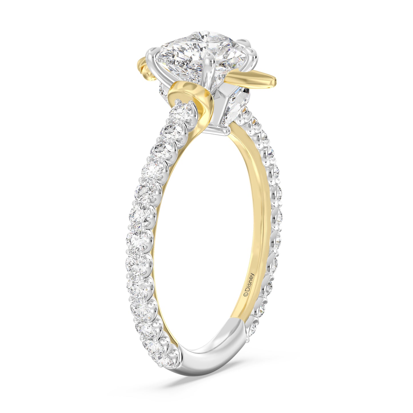 Enchanted Star Heart Shape Lab Grown Diamond Disney Villain Evil Queen Engagement Ring in 14K Gold