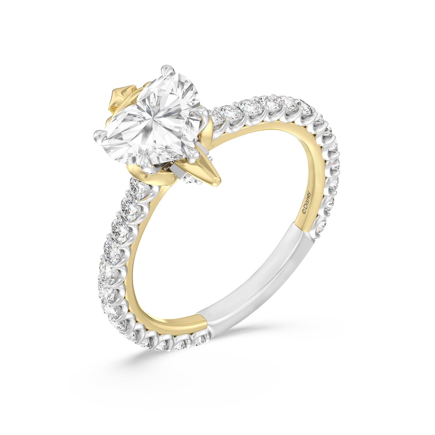 Enchanted Star Heart Shape Lab Grown Diamond Disney Villain Evil Queen Engagement Ring in 14K Gold
