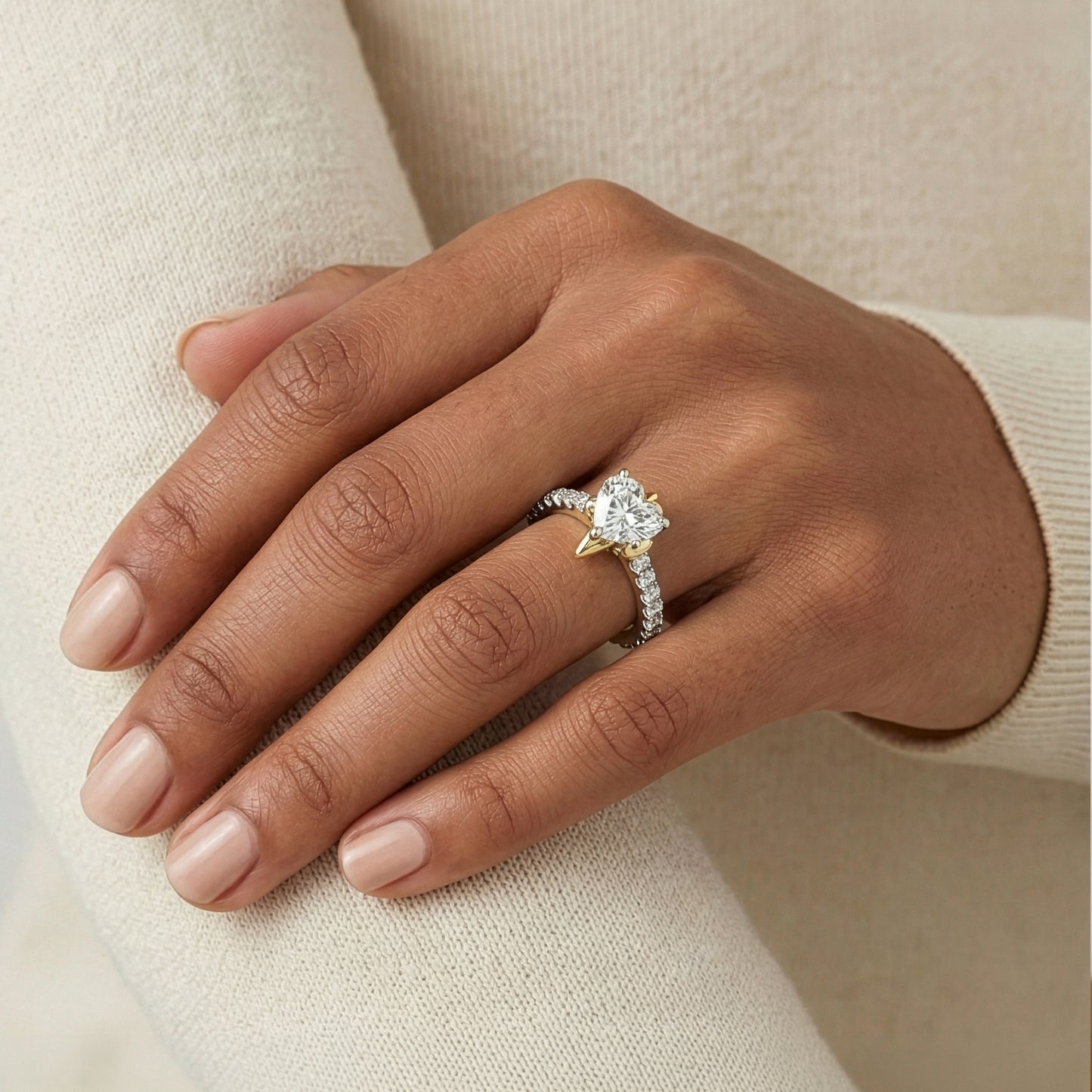 Enchanted Star Heart Shape Lab Grown Diamond Disney Villain Evil Queen Engagement Ring in 14K Gold