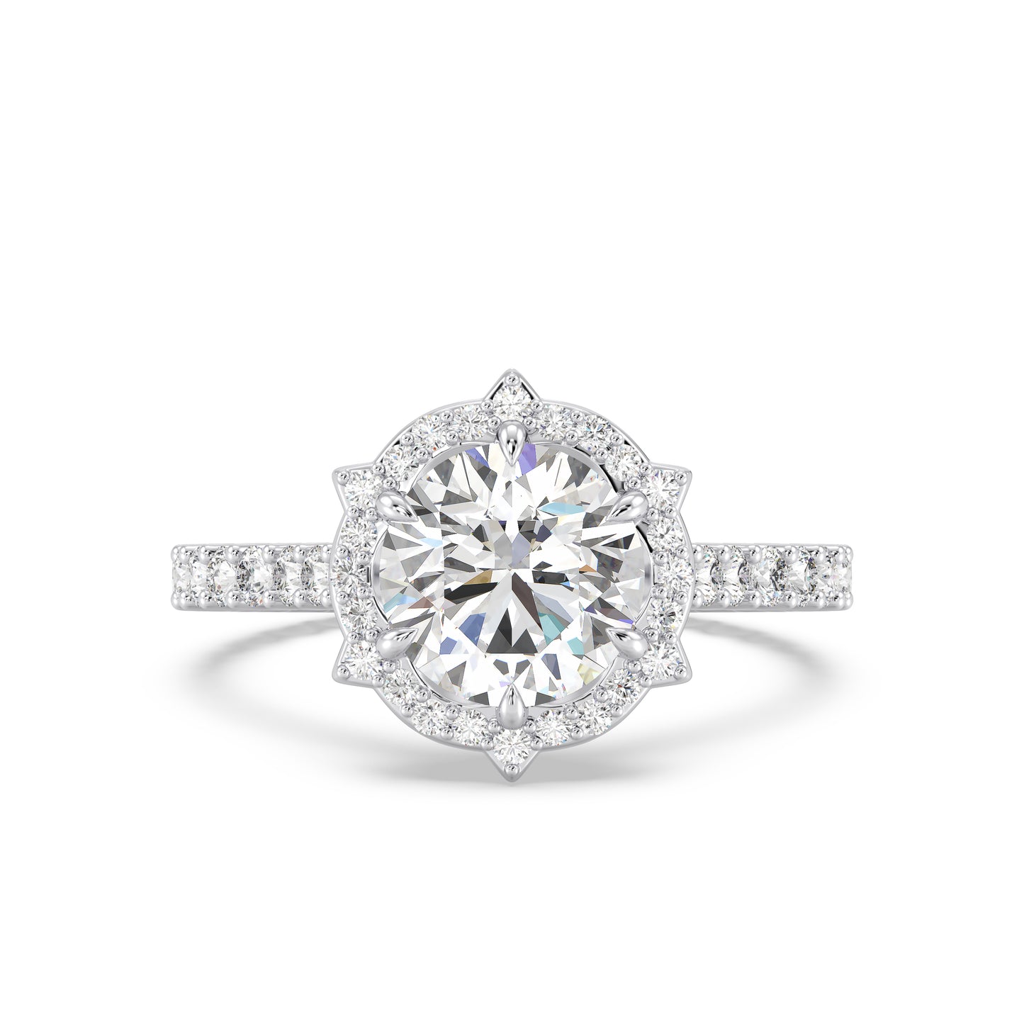Enchanted Star Lab Grown Diamond Disney Princess Belle Engagement Ring in 14K White Gold