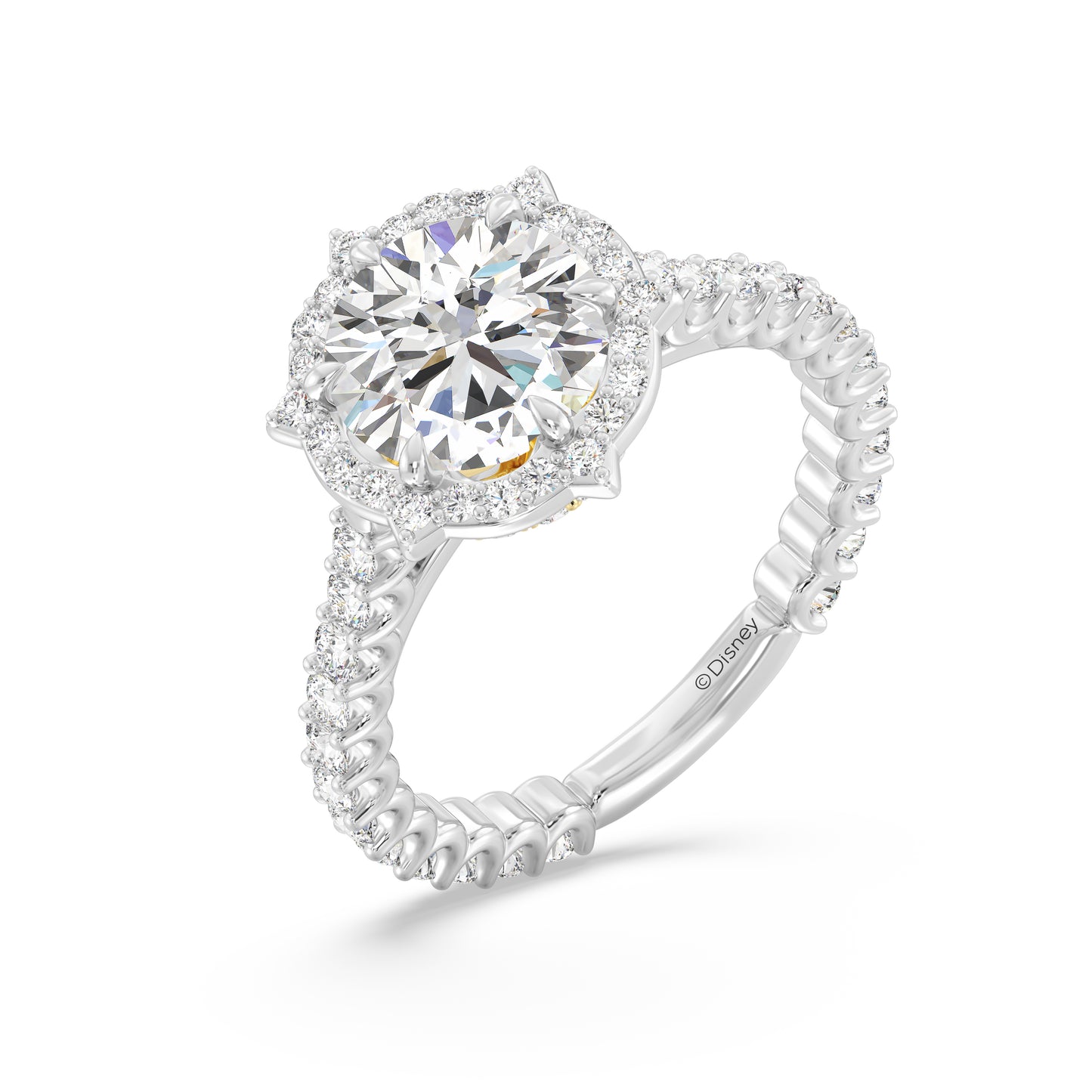 Enchanted Star Lab Grown Diamond Disney Princess Belle Engagement Ring in 14K White Gold
