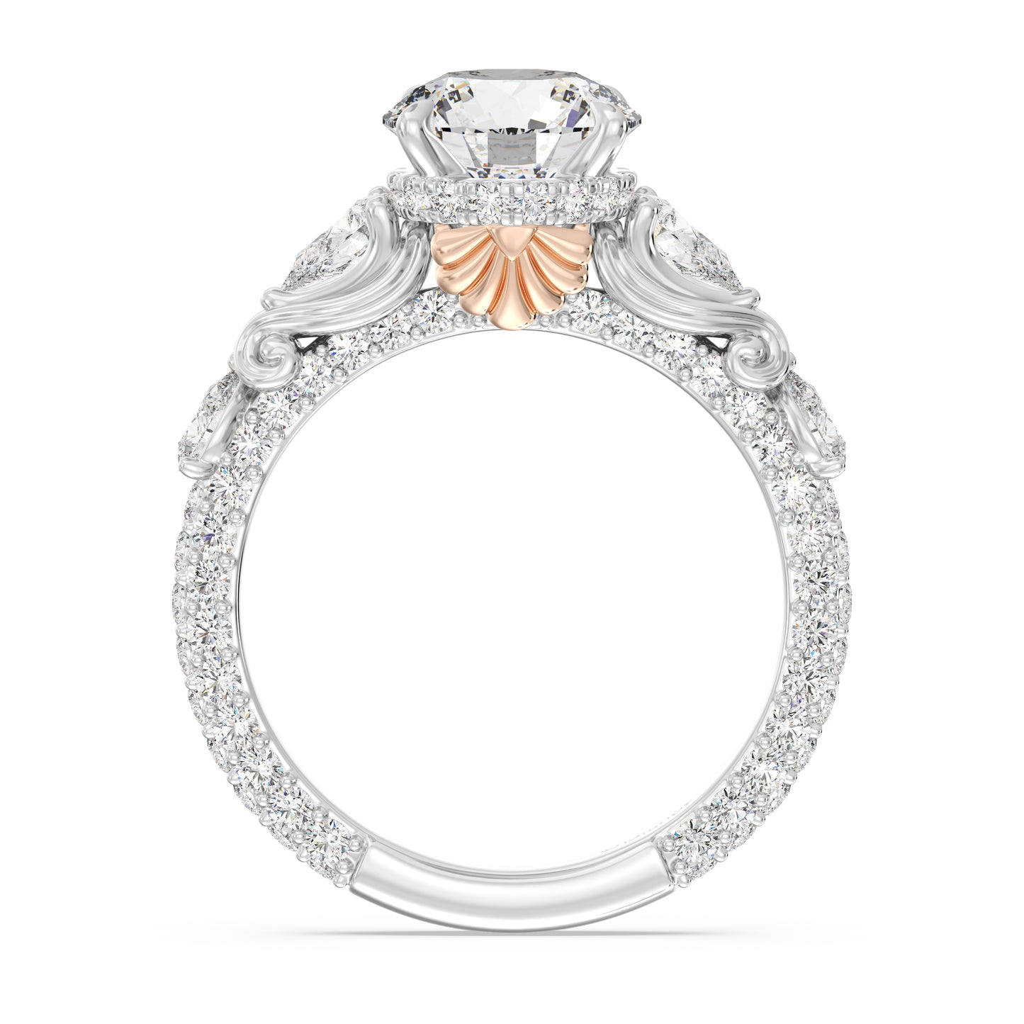 Enchanted Star 3-Stone Round Lab Grown Diamond Disney Princess Ariel Engagement Ring in 14K White Gold