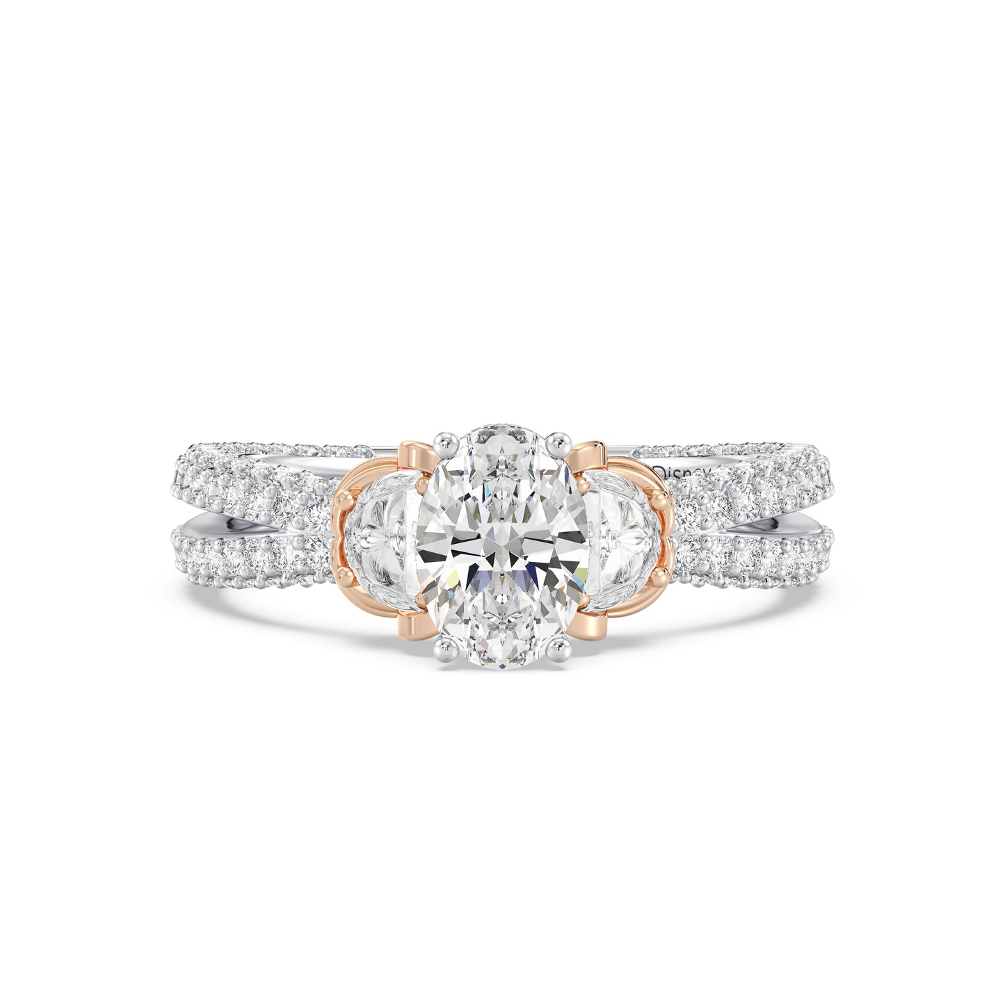 Enchanted Star Round and Baguette Lab Grown Diamond Disney Princess Belle  Engagement Ring in 14K White Gold