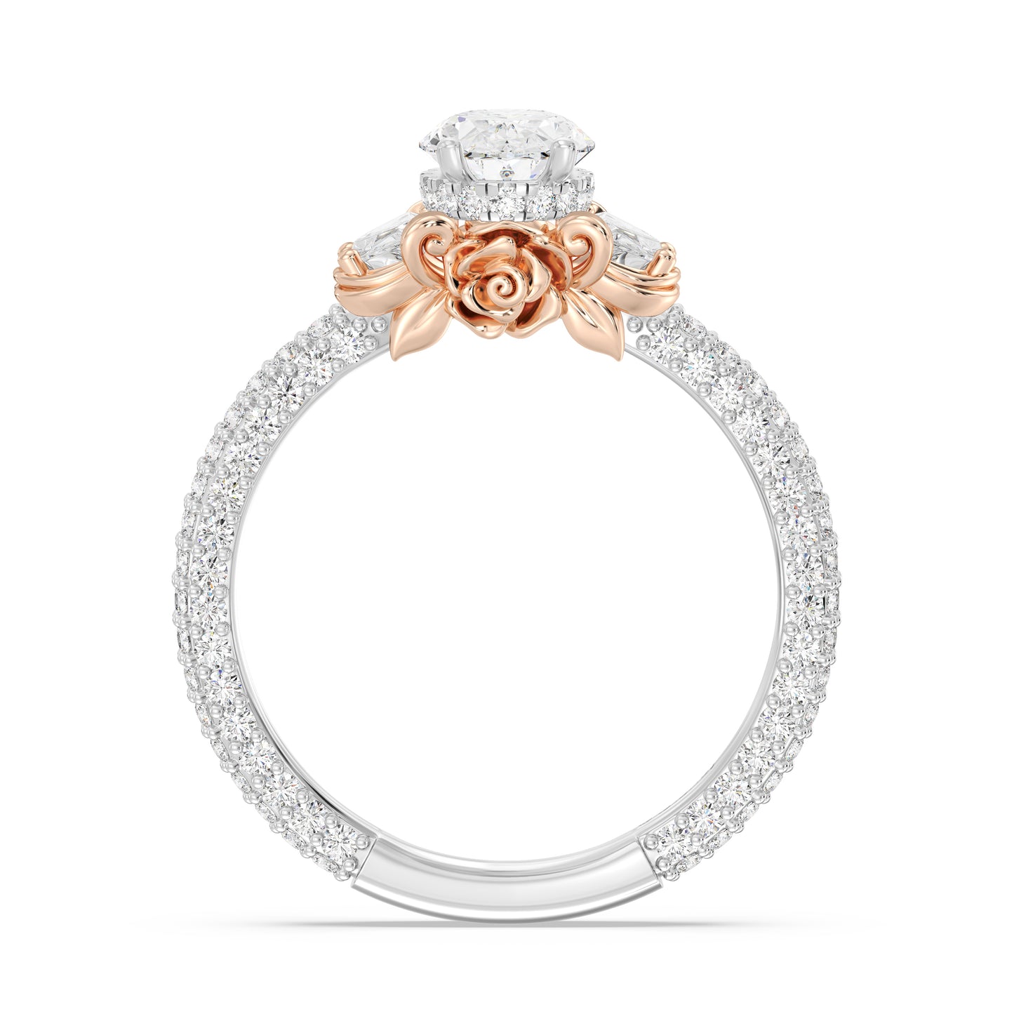 Enchanted Star Round and Baguette Lab Grown Diamond Disney Princess Belle  Engagement Ring in 14K White Gold
