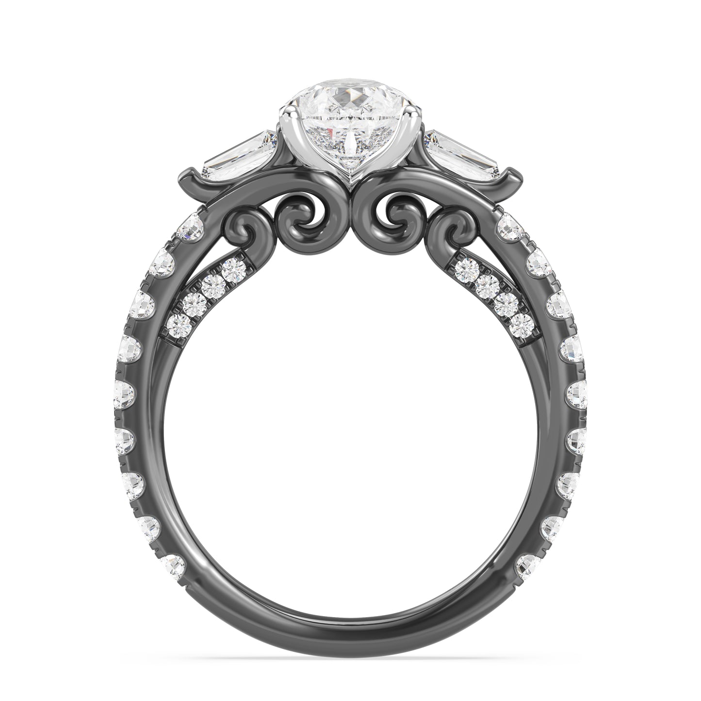 Enchanted Star Lab Grown Diamond Black Rhodium Over 14K Gold Ursula Engagement Ring