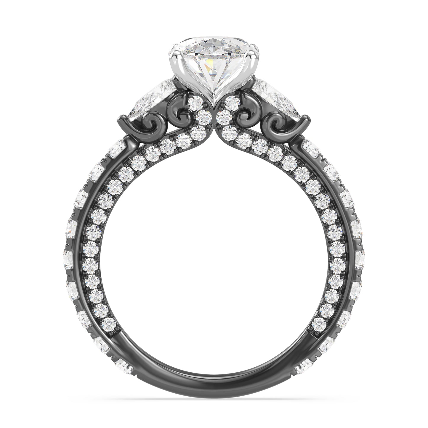 Enchanted Star Lab Grown Diamond Black Rhodium Over 14K Gold Ursula Engagement Ring