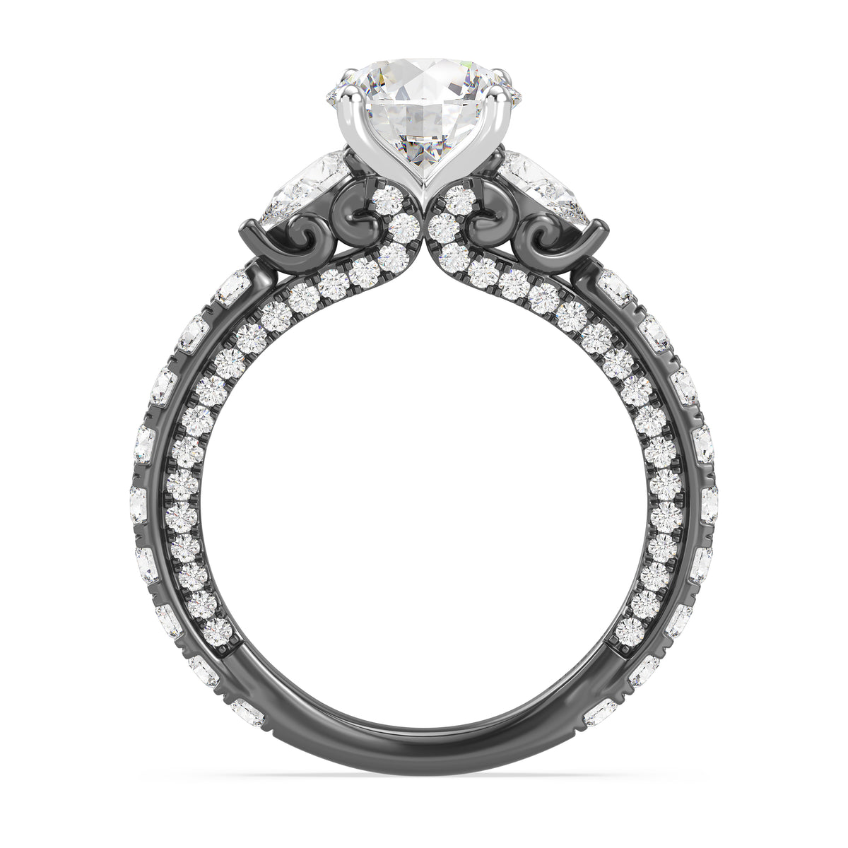 Enchanted Star Lab Grown Diamond Black Rhodium Over 14K Gold Ursula Engagement Ring