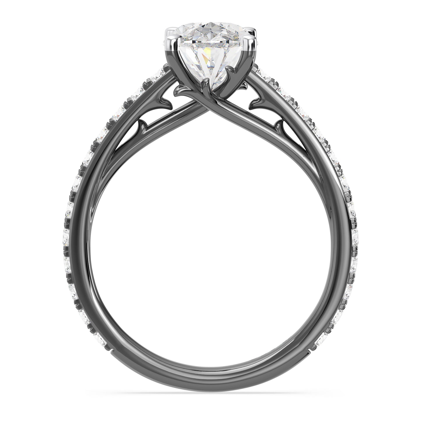 Enchanted Star Lab Grown Diamond Black Rhodium Over 14K Gold Maleficent Engagement Ring