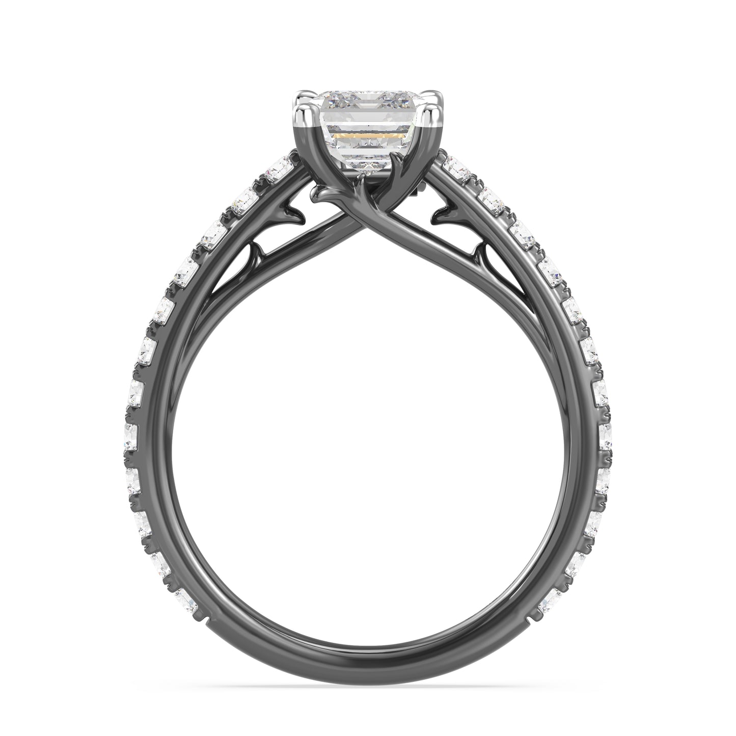 Enchanted Star Lab Grown Diamond Black Rhodium Over 14K Gold Maleficent Engagement Ring