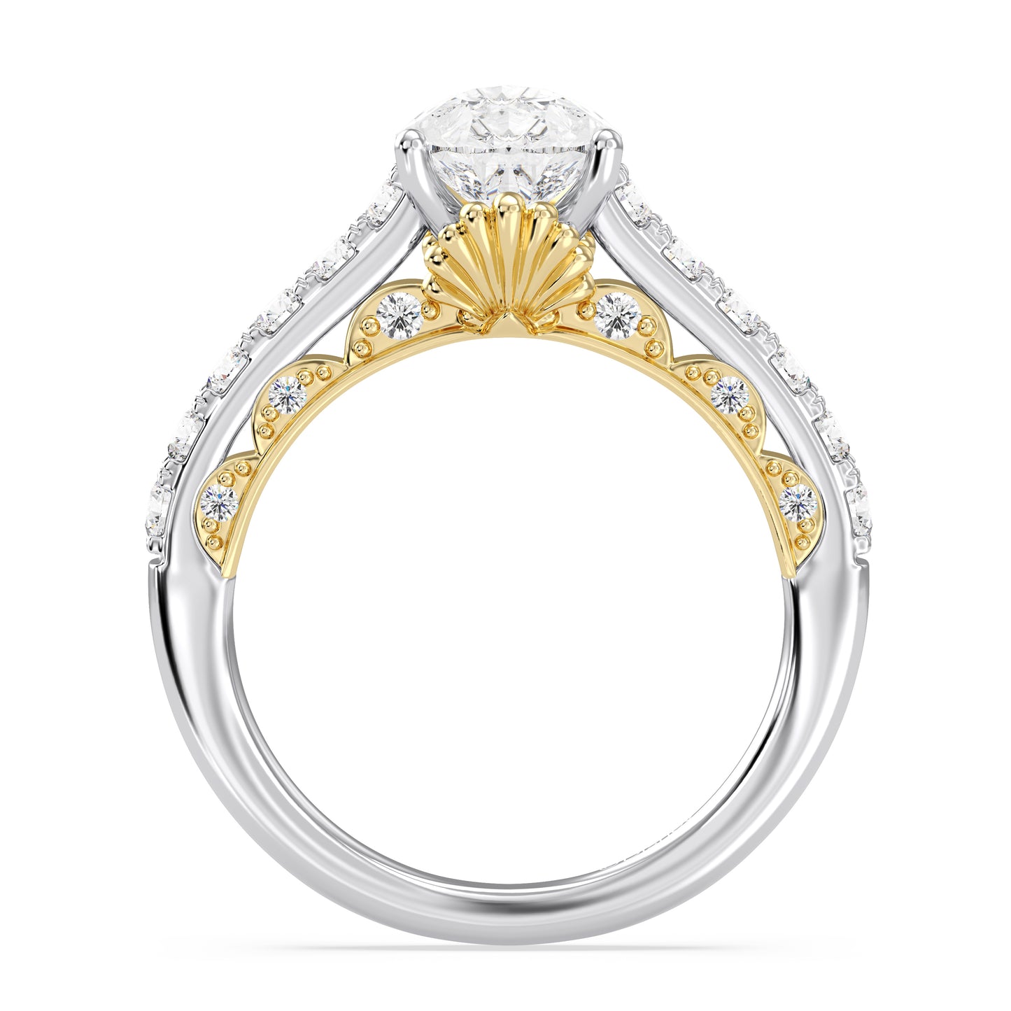 Enchanted Star Lab Grown Diamond 14K Gold Ariel Seashell Engagement Ring
