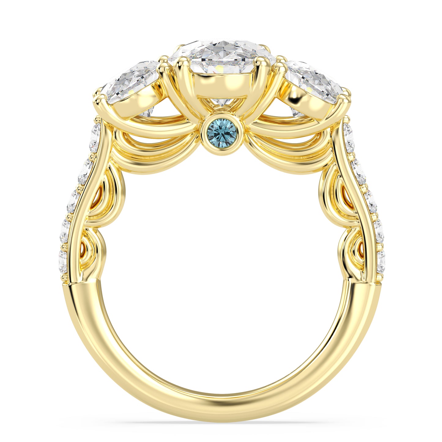 Enchanted Star Lab Grown Diamond 14K Gold Cinderella Three Stone Engagement Ring