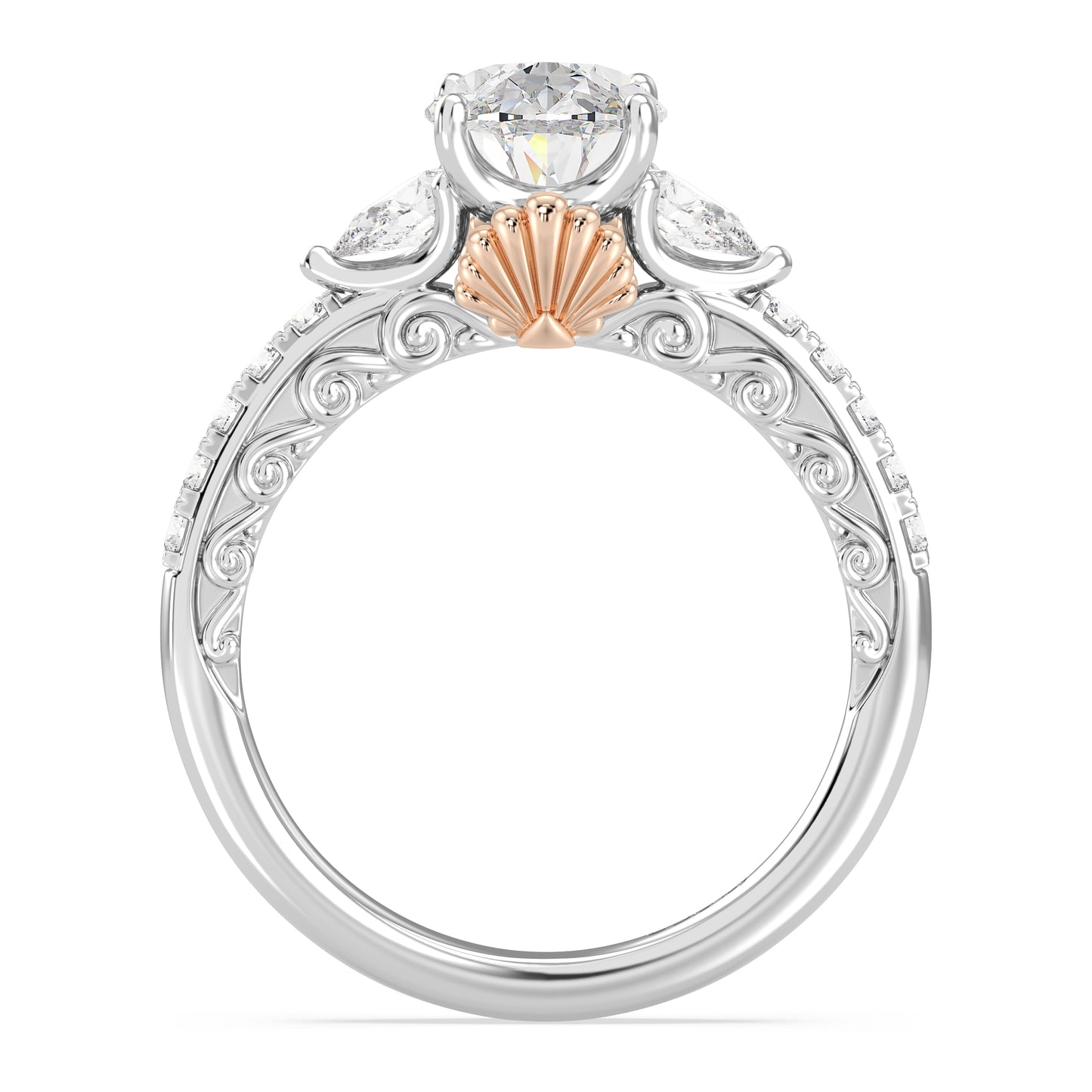 Enchanted Star Lab Grown Diamond 14K Gold Ariel Shell Gallery Engagement Ring