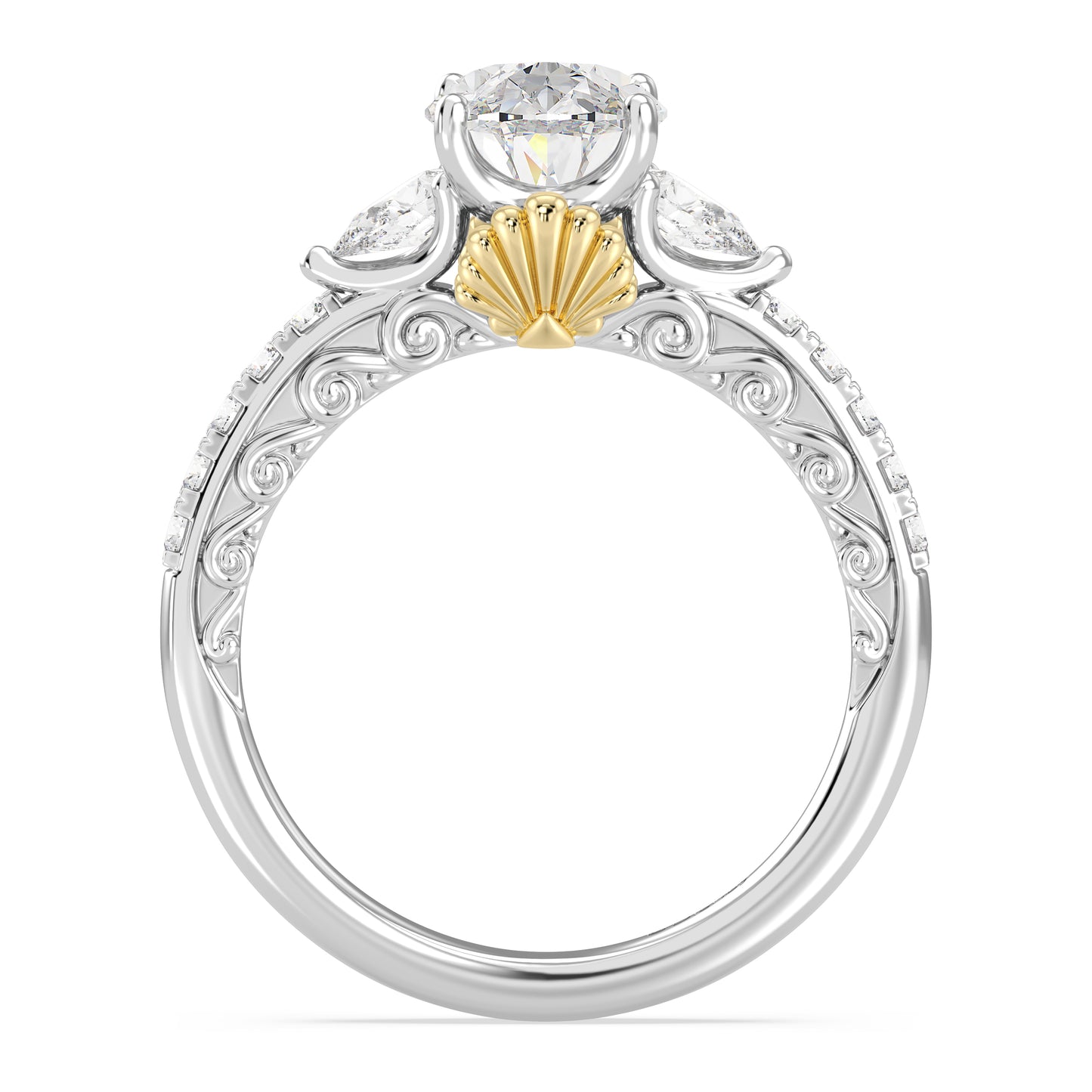 Enchanted Star Lab Grown Diamond 14K Gold Ariel Shell Gallery Engagement Ring