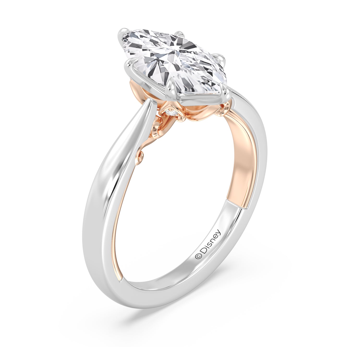 Enchanted Star Lab Grown Diamond With 14K Gold, Disney’s Rapunzel Six-Prong Studded Basket Solitaire Engagement Ring