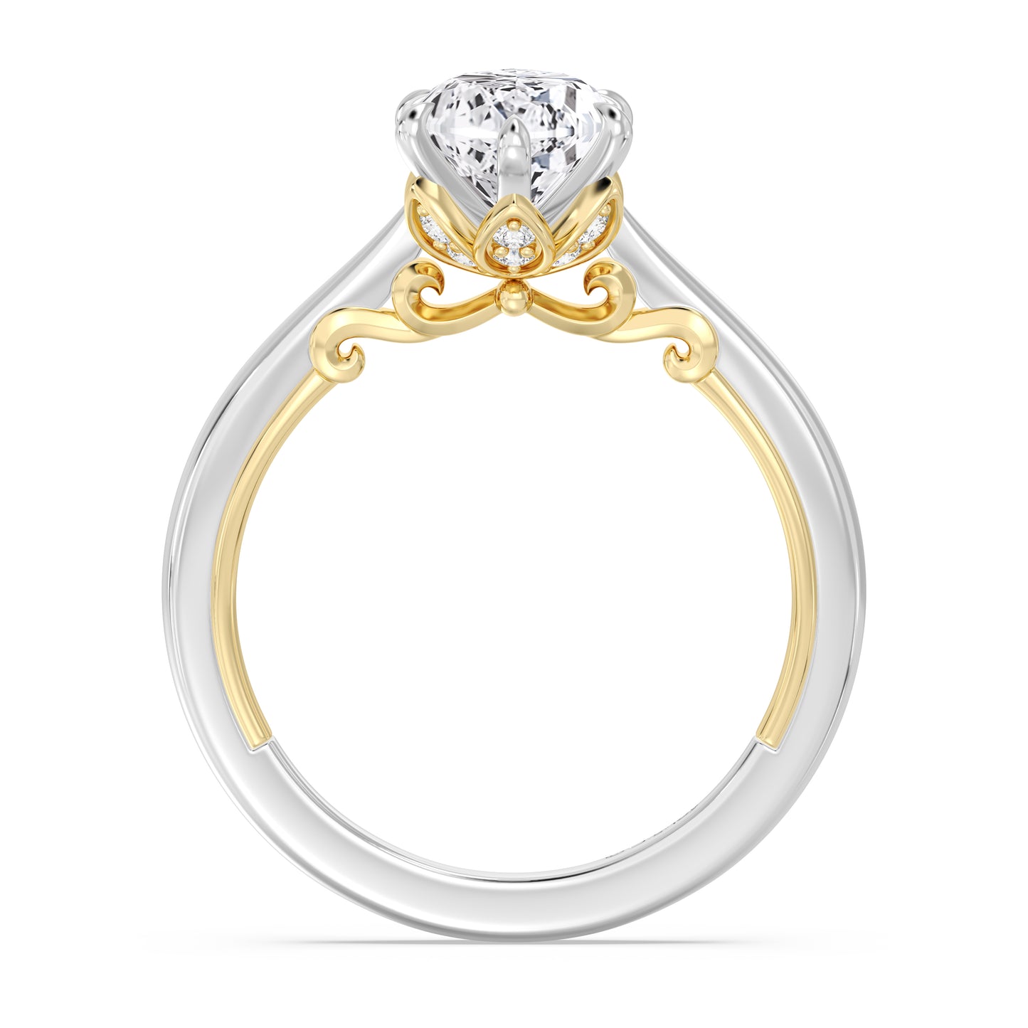 Enchanted Star Lab Grown Diamond With 14K Gold, Disney’s Rapunzel Six-Prong Studded Basket Solitaire Engagement Ring