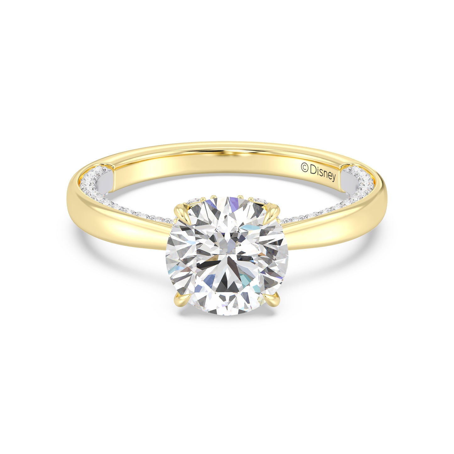 Enchanted Star Lab Grown Diamond With 14K Gold, Disney's Aurora Solitaire Studded Gallery Engagement Ring