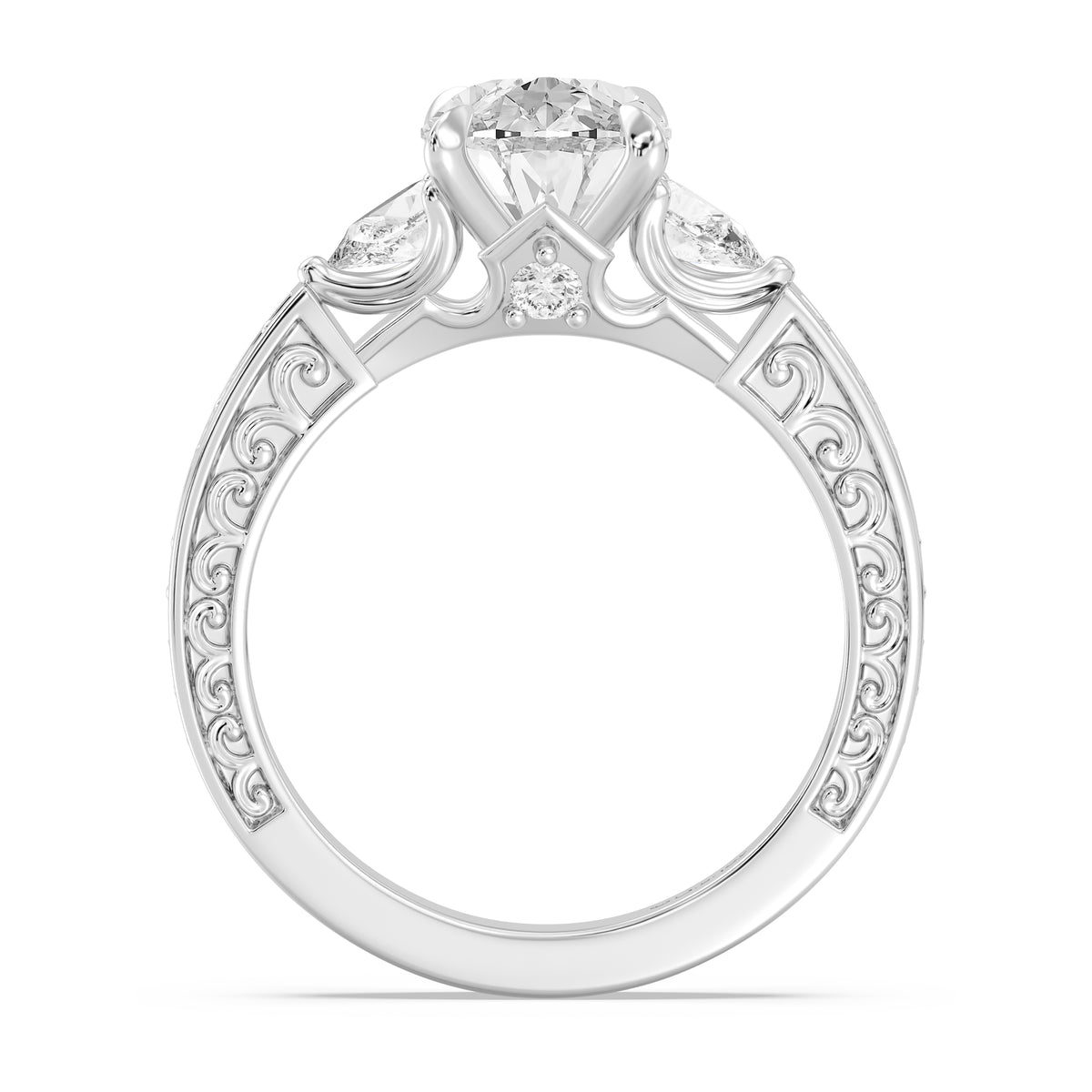 Enchanted Star Lab Grown Diamond And 14K Gold Disney Princess Aurora Vintage Filigree Three Stone Engagement Ring