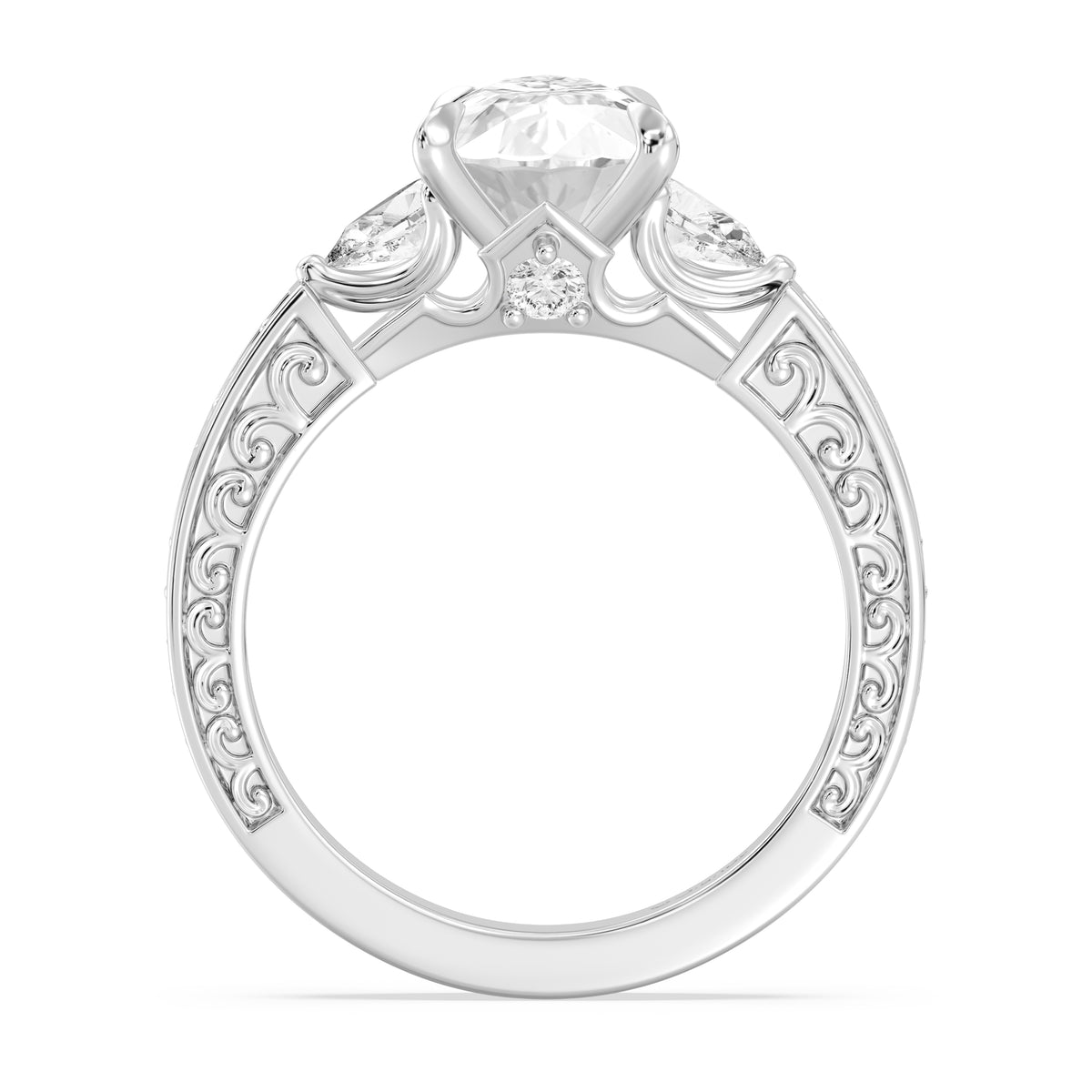 Enchanted Star Lab Grown Diamond And 14K Gold Disney Princess Aurora Vintage Filigree Three Stone Engagement Ring