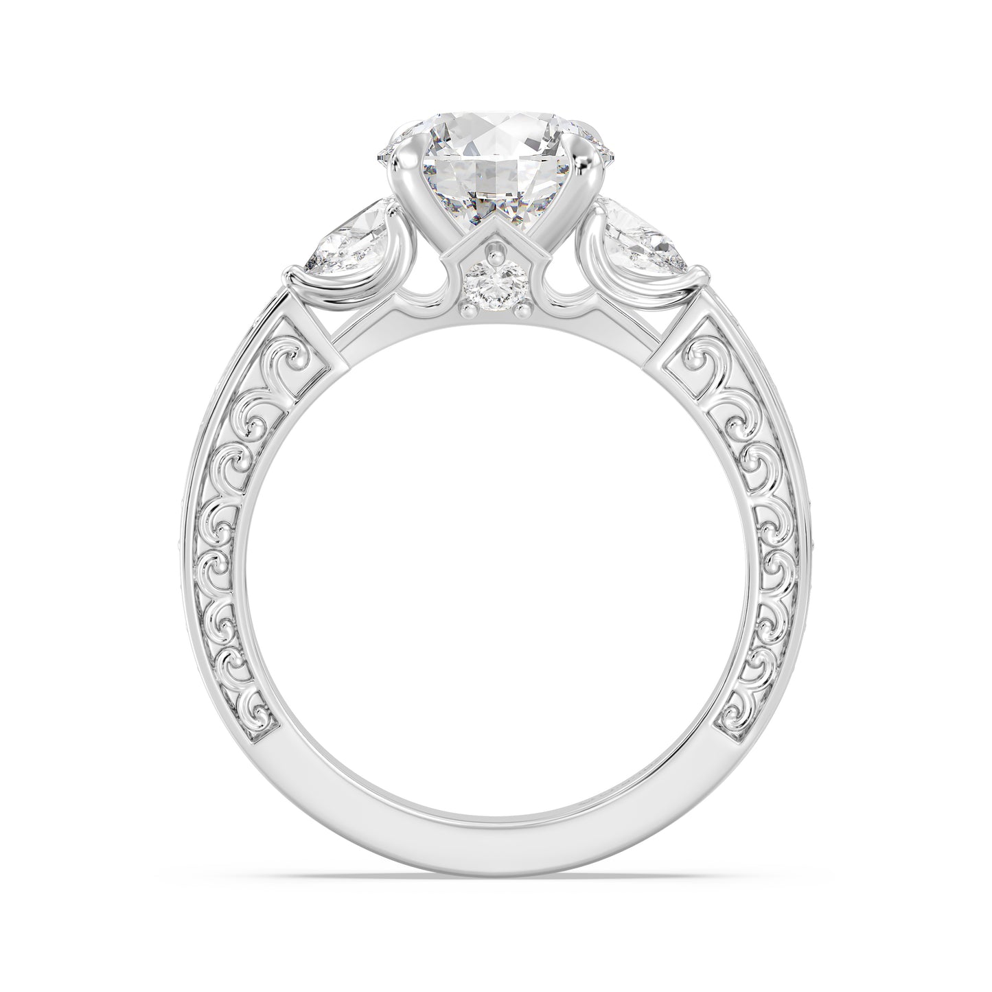 Enchanted Star Lab Grown Diamond And 14K Gold Disney Princess Aurora Vintage Filigree Three Stone Engagement Ring