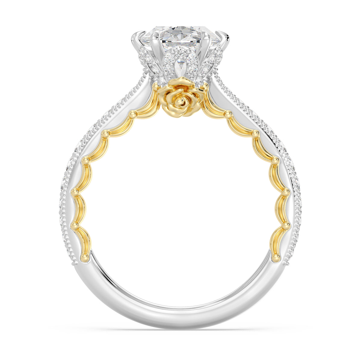 Enchanted Star Lab Grown Diamond And 14K Gold Disney Princess Belle Vintage Engagement Ring