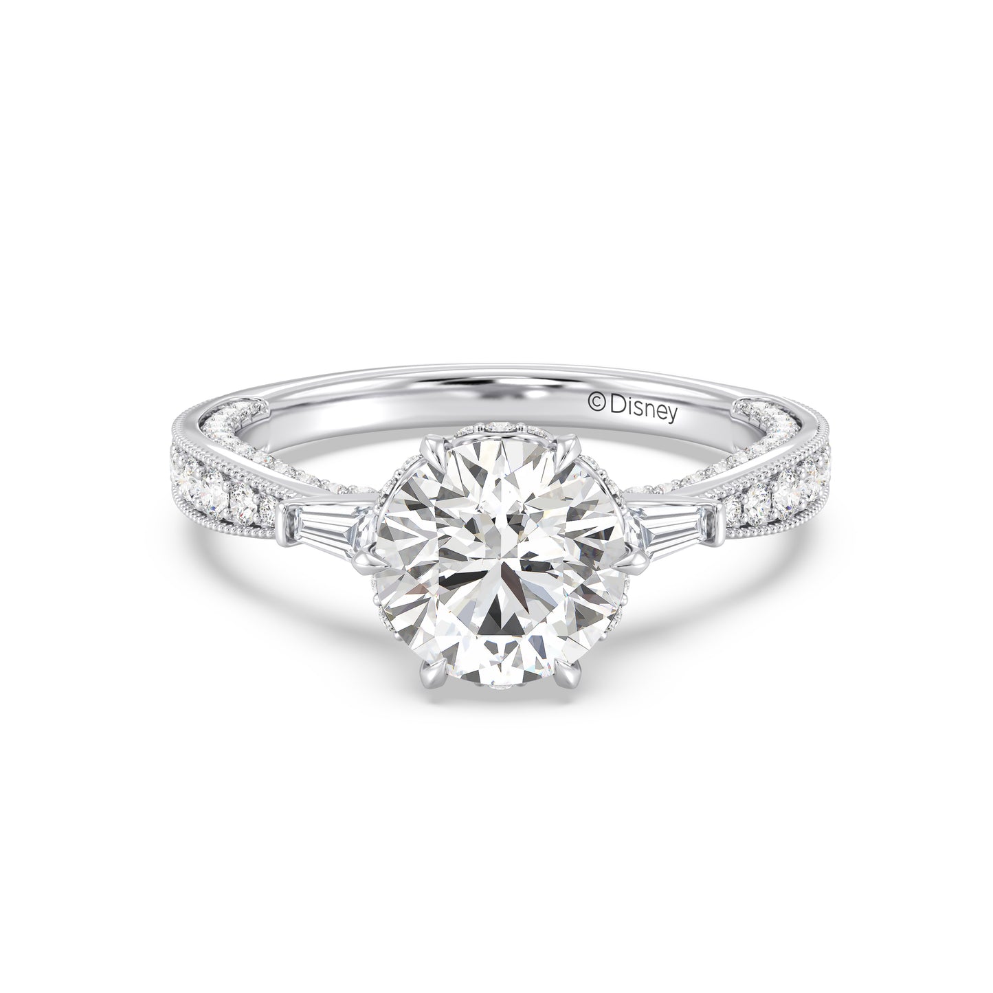 Enchanted Star Lab Grown Diamond And 14K Gold Disney Princess Belle Three Stone Vintage Engagement Ring