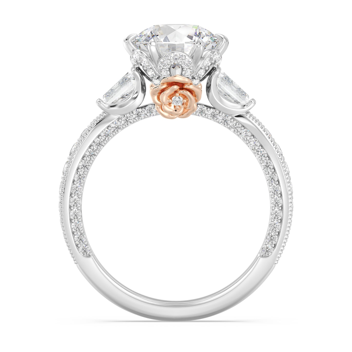 Enchanted Star Lab Grown Diamond And 14K Gold Disney Princess Belle Three Stone Vintage Engagement Ring