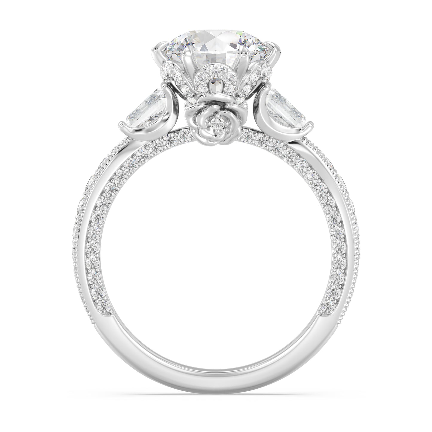 Enchanted Star Lab Grown Diamond And 14K Gold Disney Princess Belle Three Stone Vintage Engagement Ring