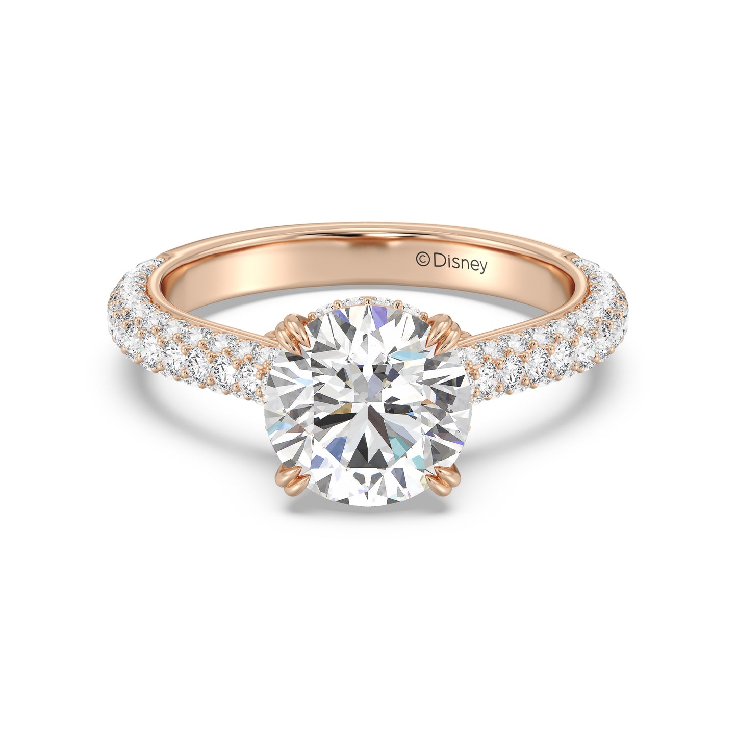 Enchanted Star Lab Grown Diamond And 14K Gold Disney Princess Cinderella Three Row Pave Carriage Engagement Ring