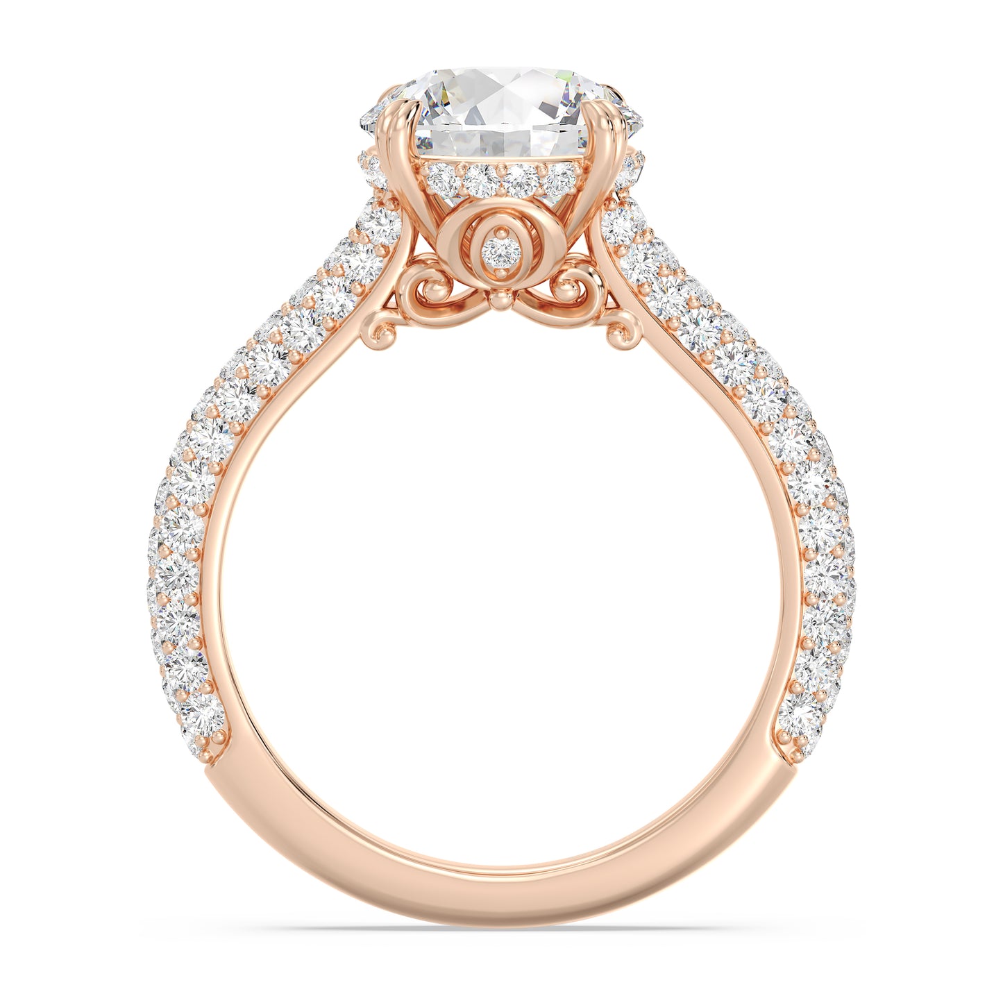 Enchanted Star Lab Grown Diamond And 14K Gold Disney Princess Cinderella Three Row Pave Carriage Engagement Ring