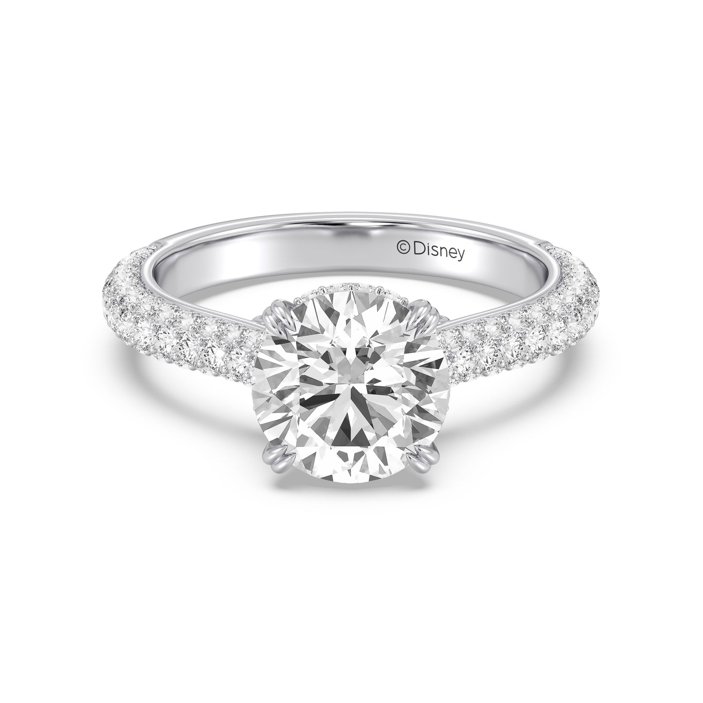 Enchanted Star Lab Grown Diamond And 14K Gold Disney Princess Cinderella Three Row Pave Carriage Engagement Ring