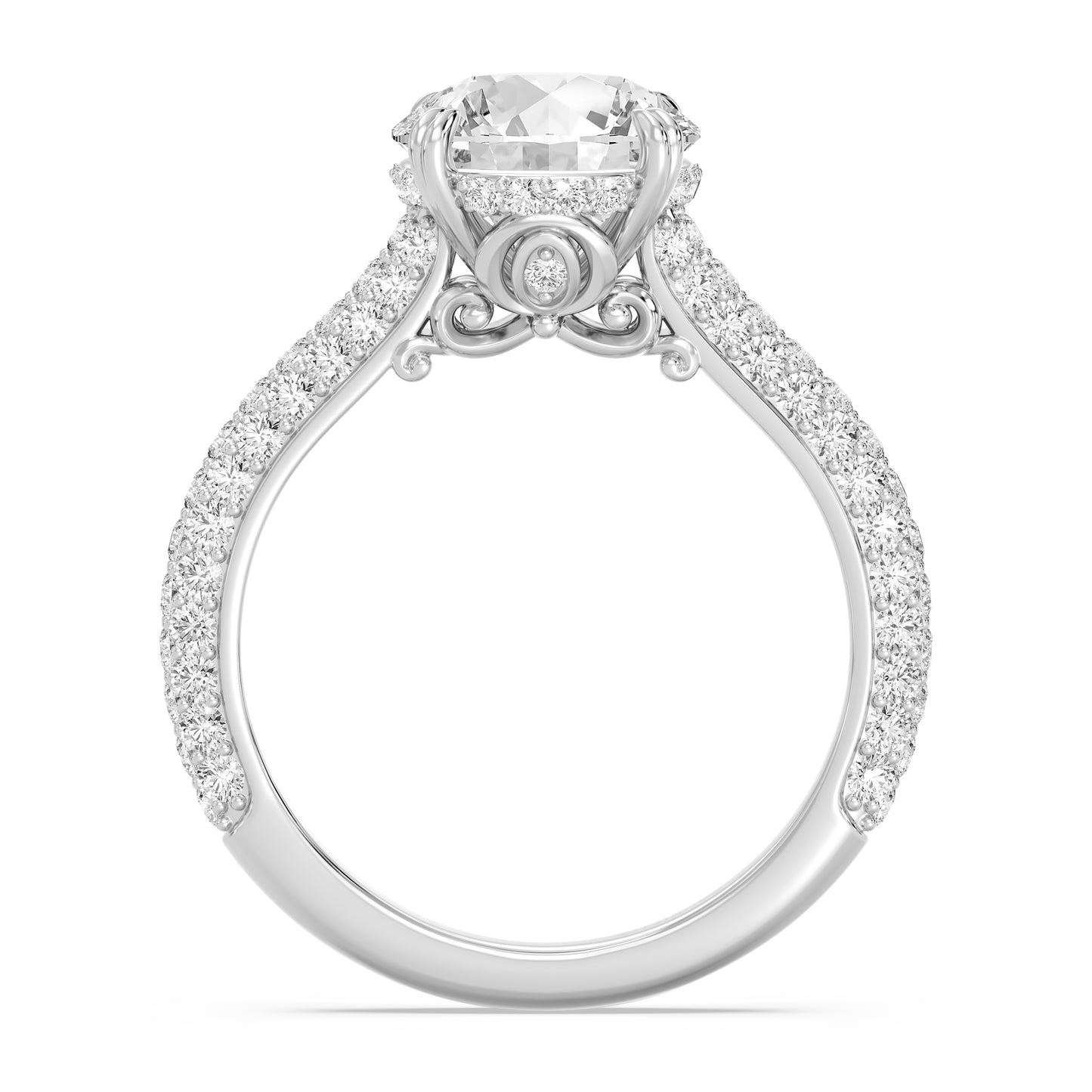 Enchanted Star Lab Grown Diamond And 14K Gold Disney Princess Cinderella Three Row Pave Carriage Engagement Ring