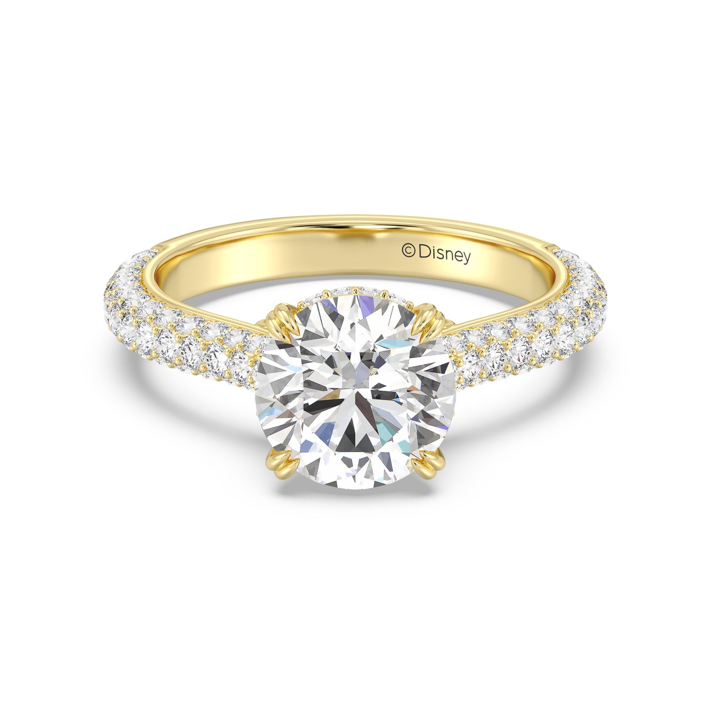 Enchanted Star Lab Grown Diamond And 14K Gold Disney Princess Cinderella Three Row Pave Carriage Engagement Ring