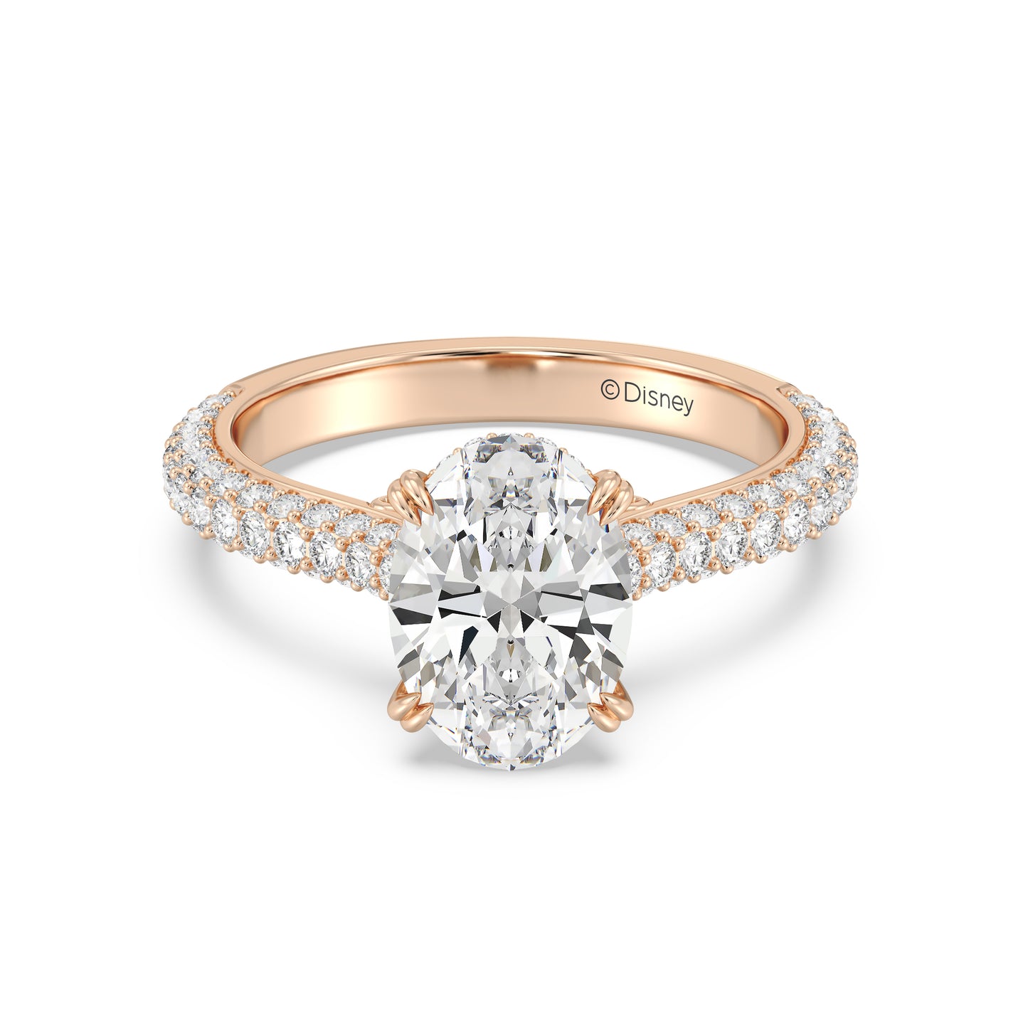 Enchanted Star Lab Grown Diamond And 14K Gold Disney Princess Cinderella Three Row Pave Carriage Engagement Ring