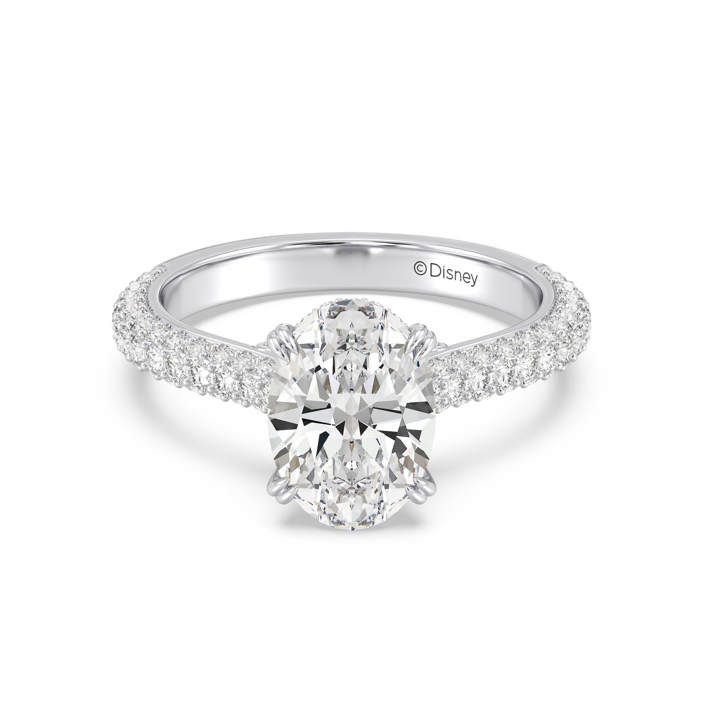 Enchanted Star Lab Grown Diamond And 14K Gold Disney Princess Cinderella Three Row Pave Carriage Engagement Ring