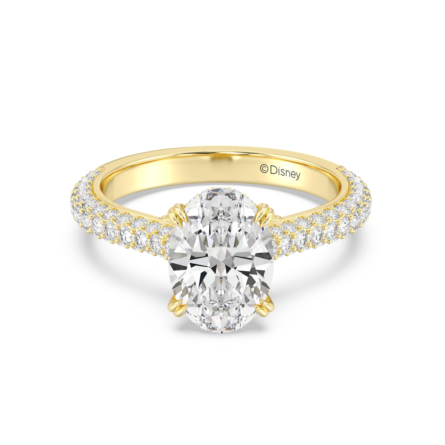 Enchanted Star Lab Grown Diamond And 14K Gold Disney Princess Cinderella Three Row Pave Carriage Engagement Ring