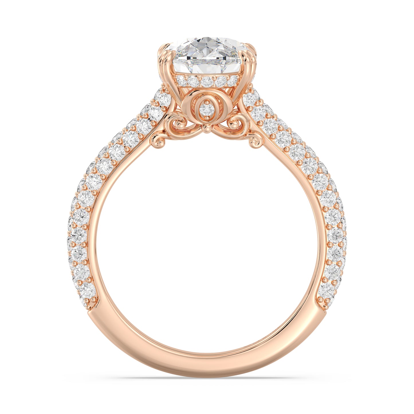 Enchanted Star Lab Grown Diamond And 14K Gold Disney Princess Cinderella Three Row Pave Carriage Engagement Ring