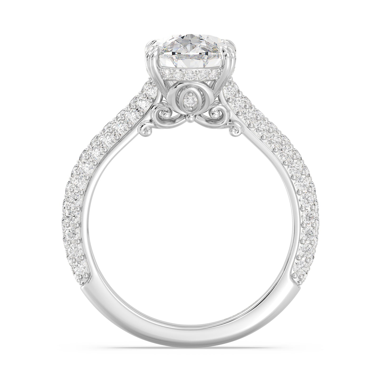 Enchanted Star Lab Grown Diamond And 14K Gold Disney Princess Cinderella Three Row Pave Carriage Engagement Ring