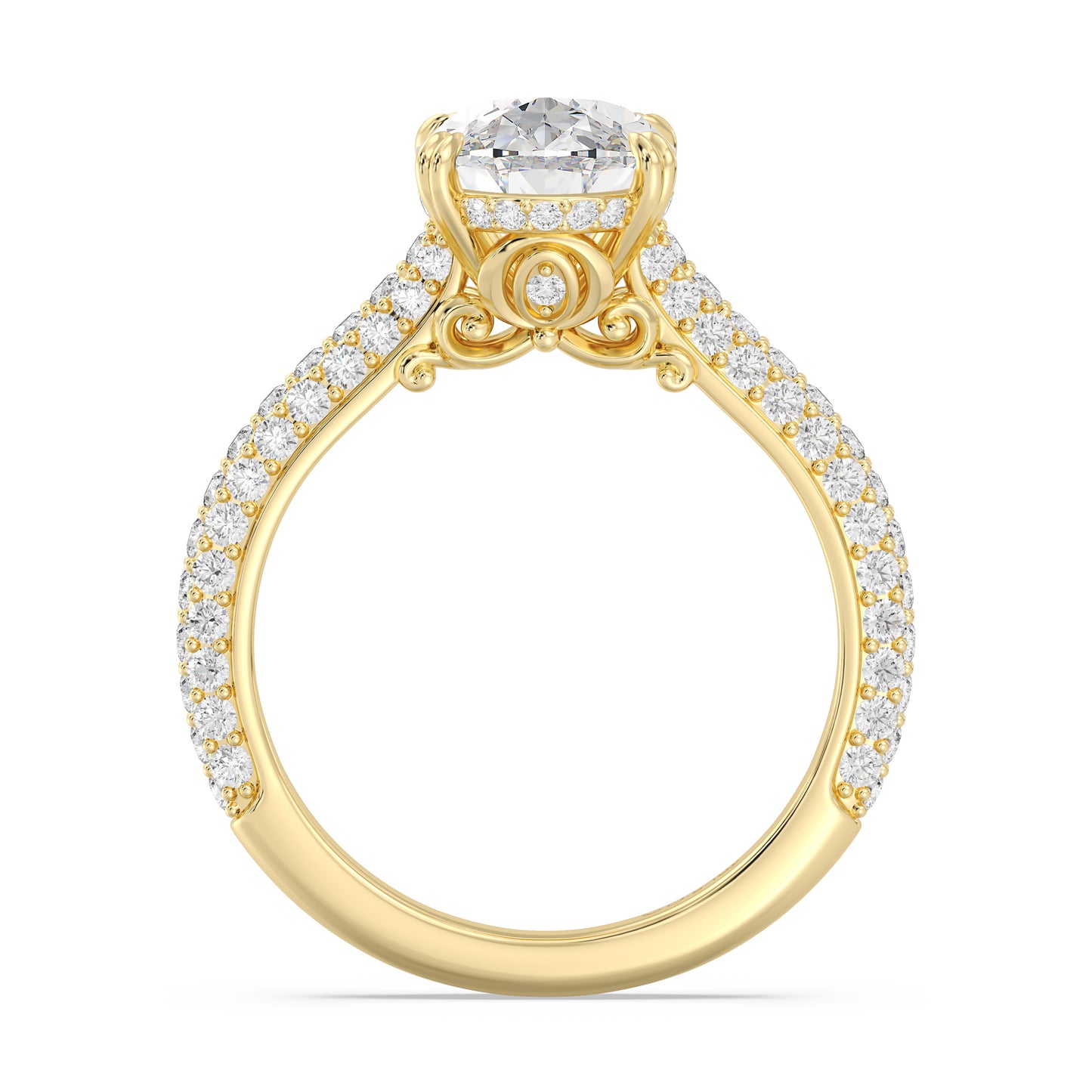 Enchanted Star Lab Grown Diamond And 14K Gold Disney Princess Cinderella Three Row Pave Carriage Engagement Ring
