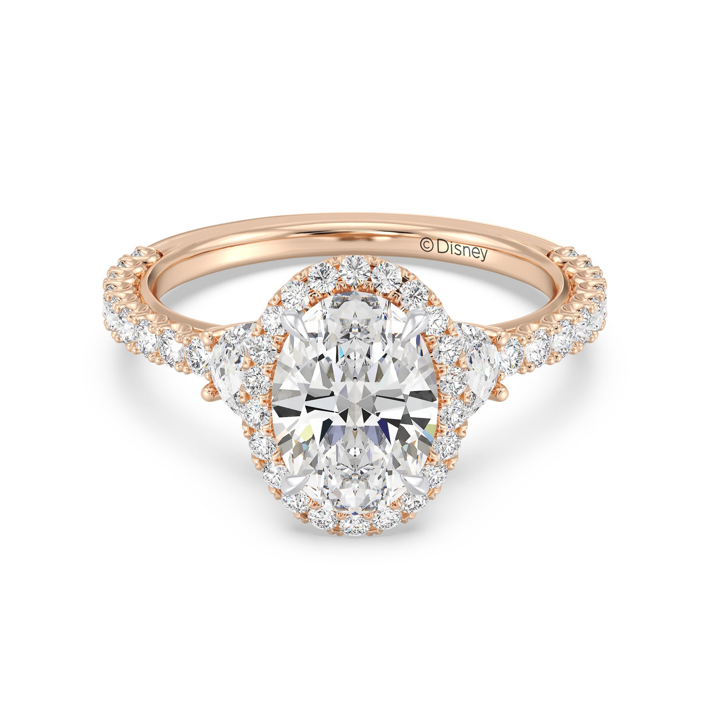 Enchanted Star Lab Grown Diamond And 14K Gold Disney Princess Jasmine Half-moon Three Stone Halo Ring