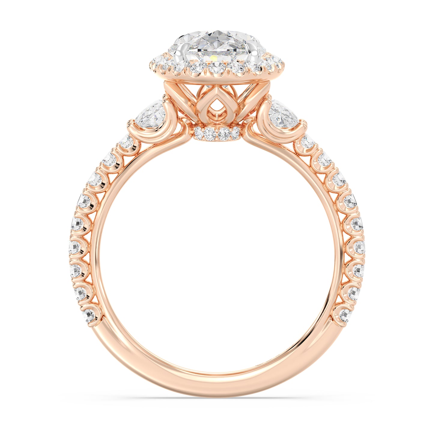 Enchanted Star Lab Grown Diamond And 14K Gold Disney Princess Jasmine Half-moon Three Stone Halo Ring
