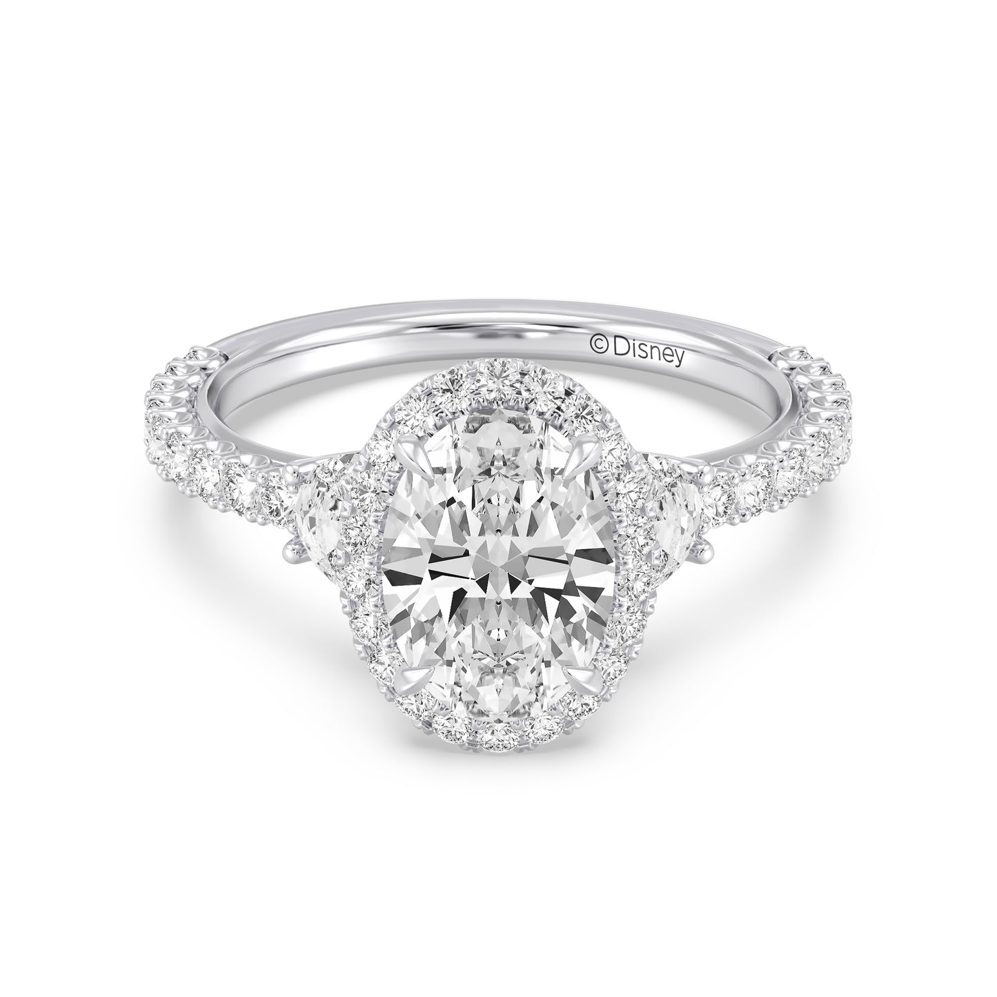 Enchanted Star Lab Grown Diamond And 14K Gold Disney Princess Jasmine Half-moon Three Stone Halo Ring