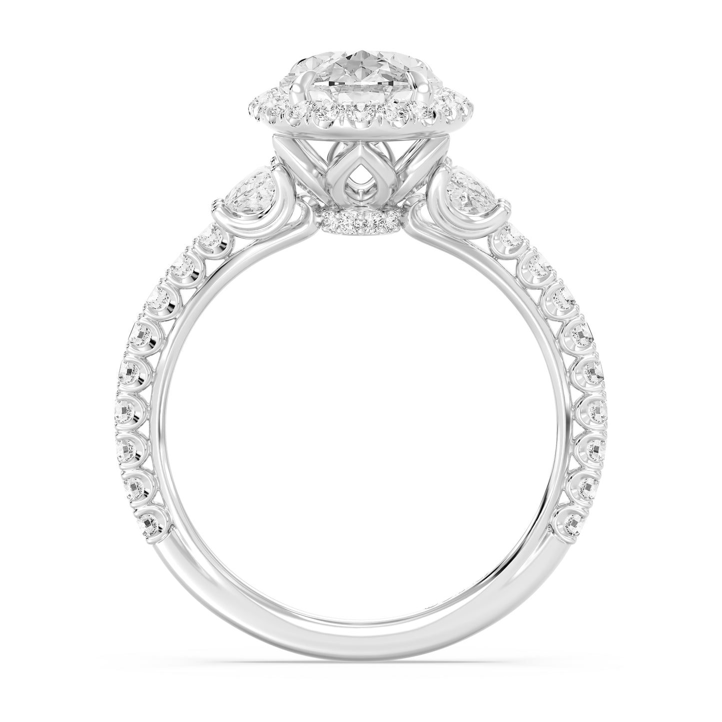 Enchanted Star Lab Grown Diamond And 14K Gold Disney Princess Jasmine Half-moon Three Stone Halo Ring