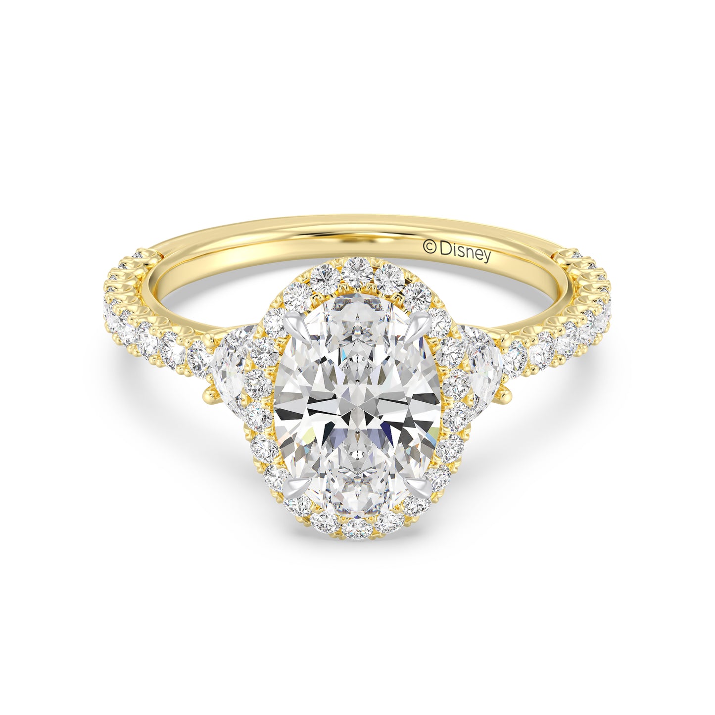 Enchanted Star Lab Grown Diamond And 14K Gold Disney Princess Jasmine Half-moon Three Stone Halo Ring