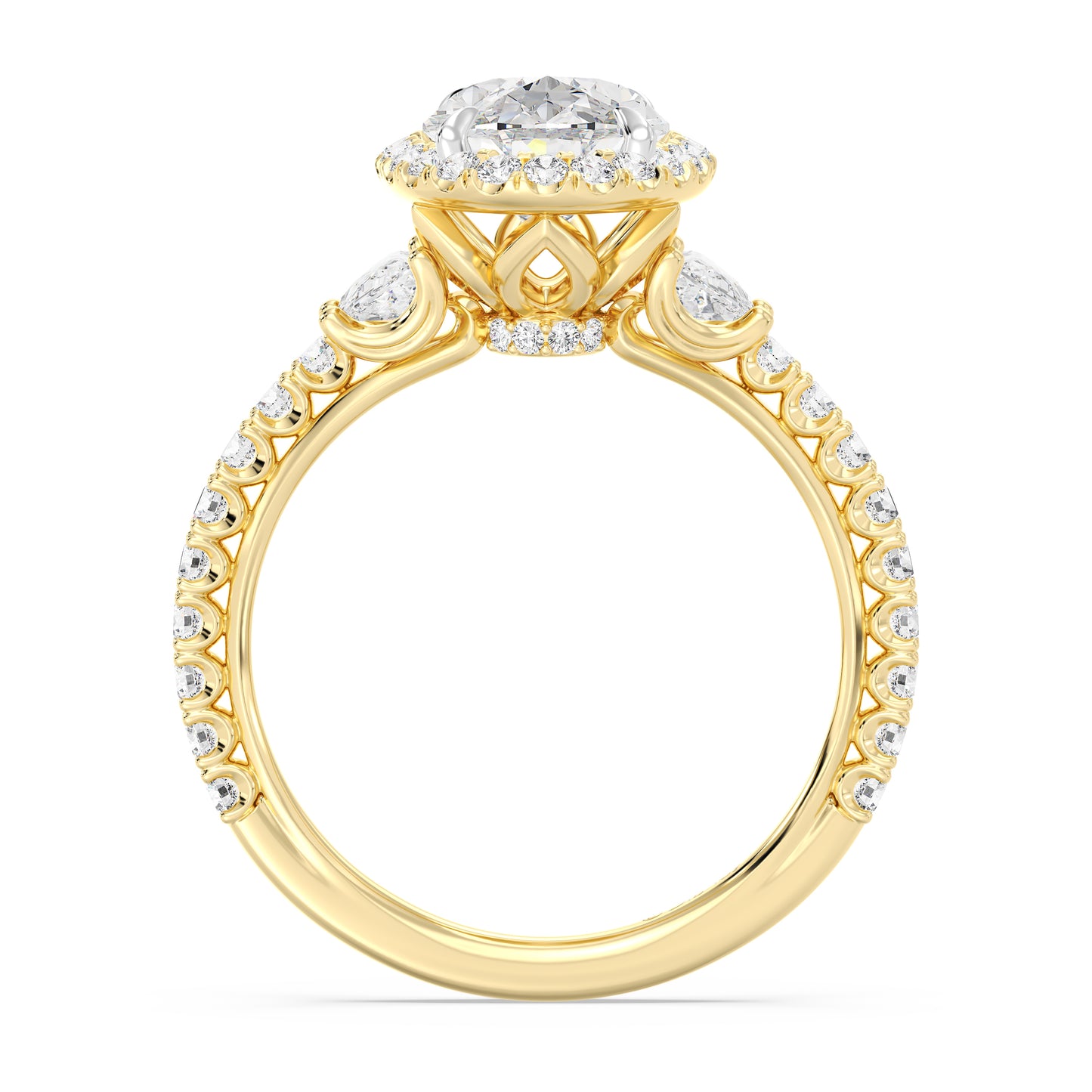Enchanted Star Lab Grown Diamond And 14K Gold Disney Princess Jasmine Half-moon Three Stone Halo Ring