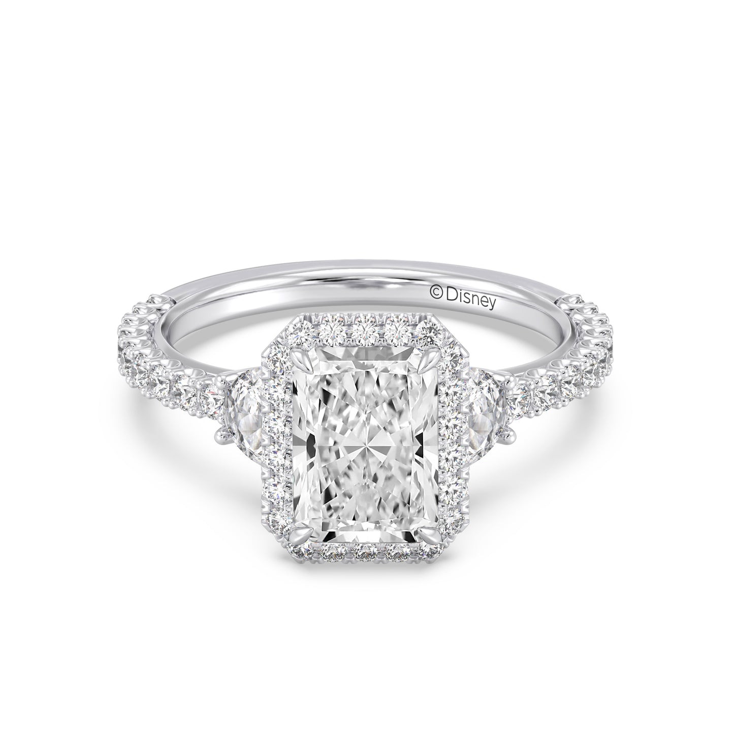 Enchanted Star Lab Grown Diamond And 14K Gold Disney Princess Jasmine Half-moon Three Stone Halo Ring