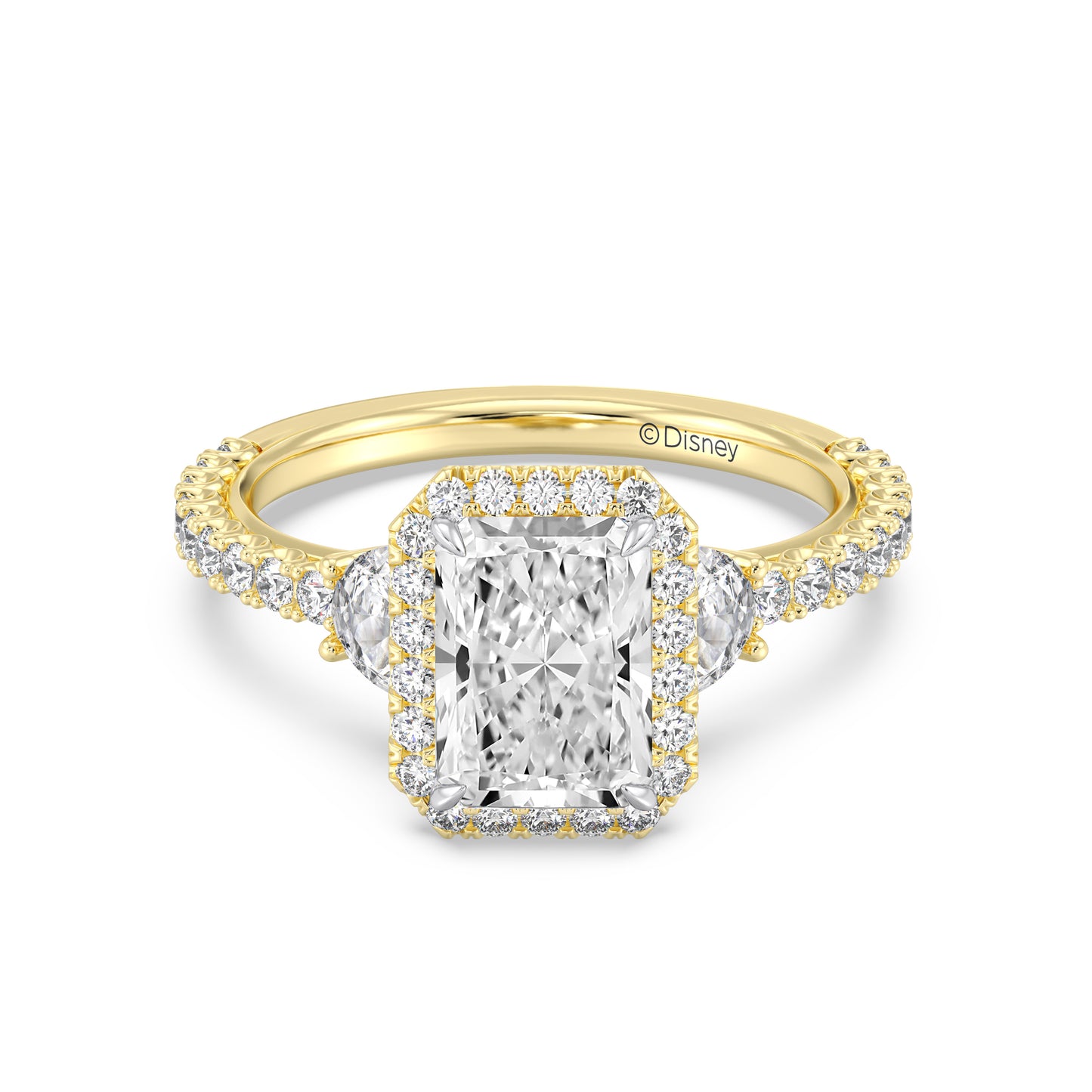 Enchanted Star Lab Grown Diamond And 14K Gold Disney Princess Jasmine Half-moon Three Stone Halo Ring