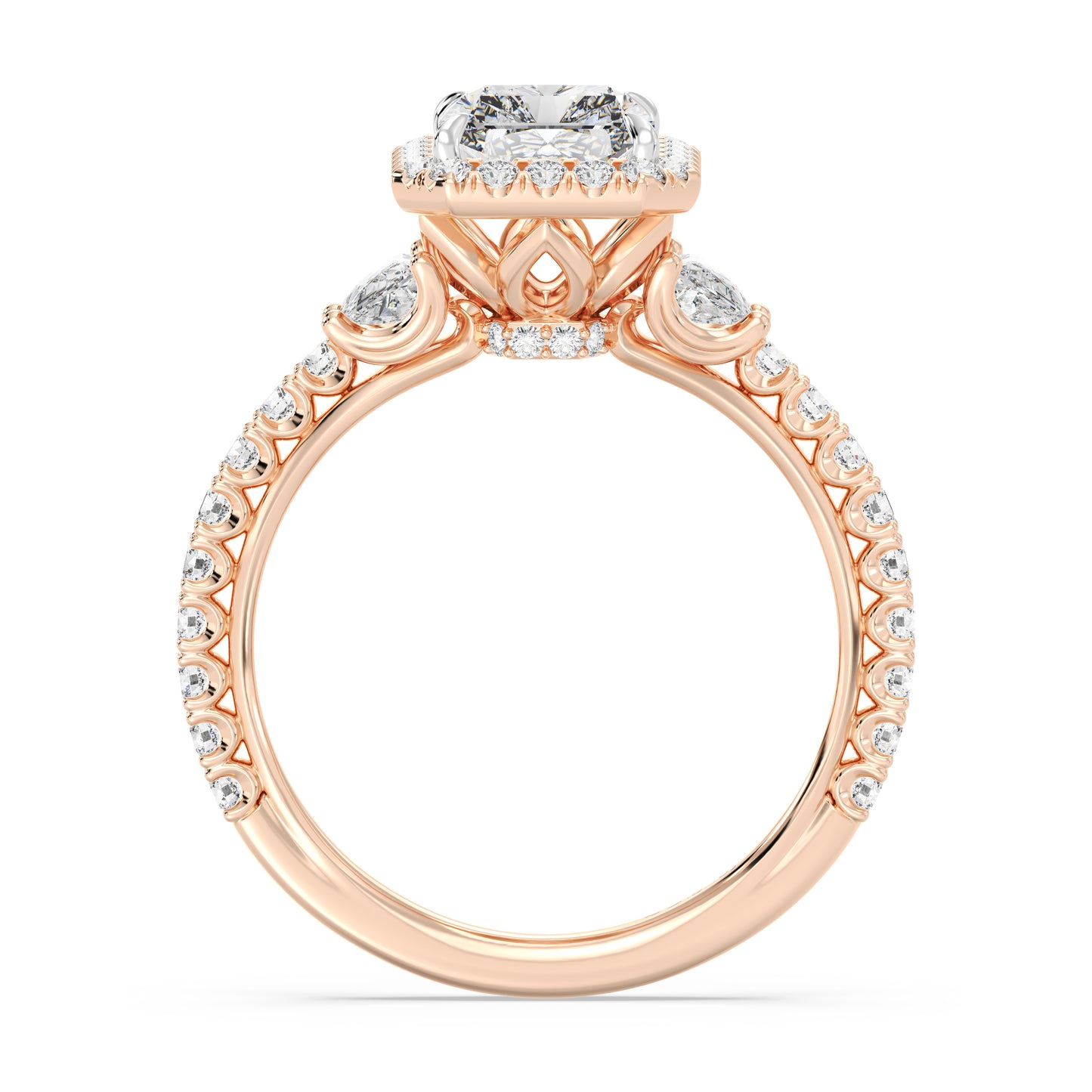 Enchanted Star Lab Grown Diamond And 14K Gold Disney Princess Jasmine Half-moon Three Stone Halo Ring