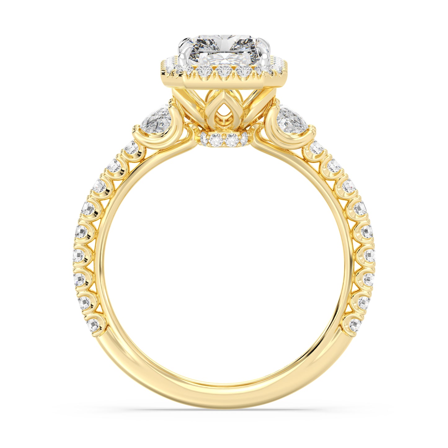 Enchanted Star Lab Grown Diamond And 14K Gold Disney Princess Jasmine Half-moon Three Stone Halo Ring